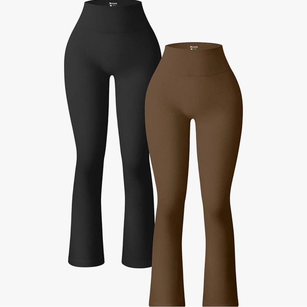 High-Waisted Black and Brown Flare Pants